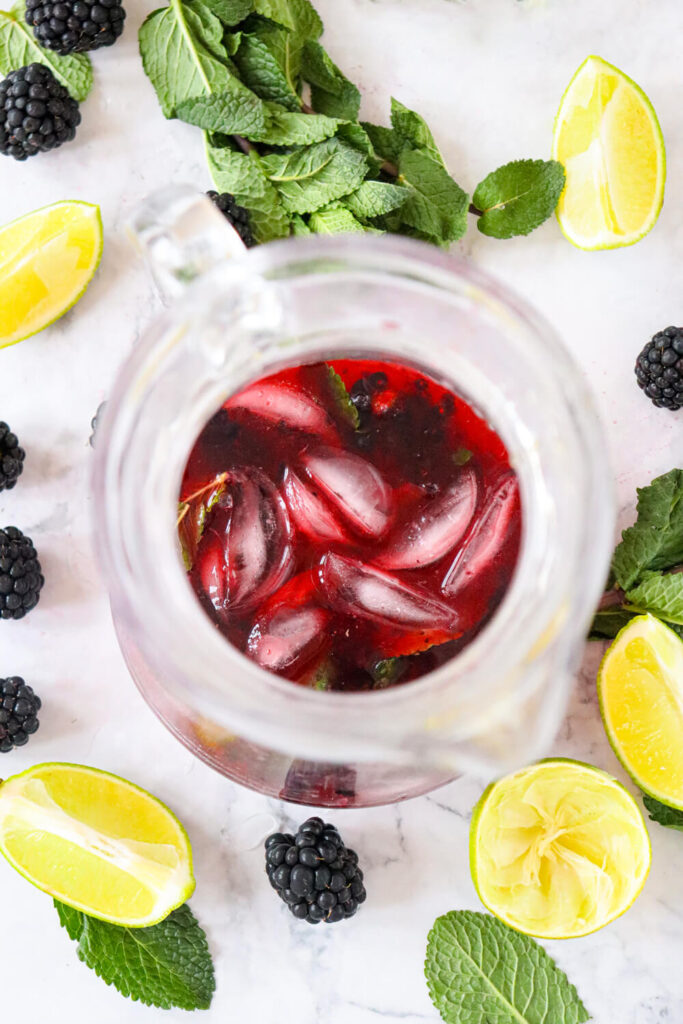 Mix poured into a jug with ice
