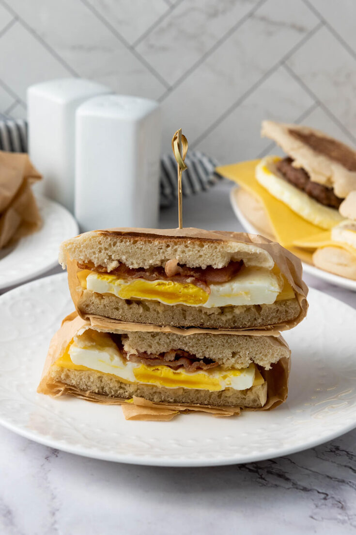 Freezer-Friendly Bacon and Sausage Breakfast Sandwiches