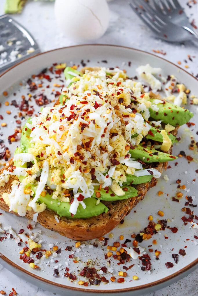 Grated Egg Toast with chili flakes