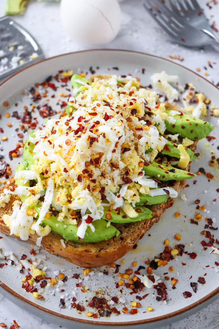 Grated Egg Toast with chili flakes