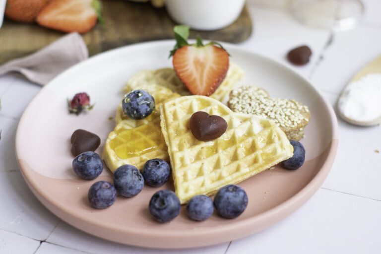 Heart Waffles with berries