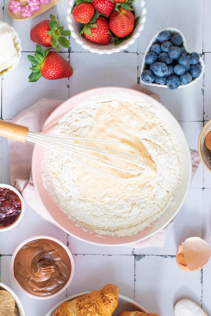 Mixing the wet and dry ingredients