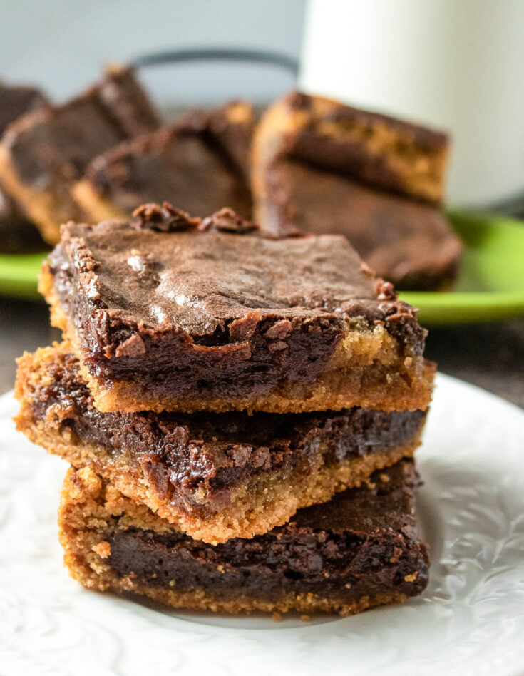 Slices of Chocolate Peanut Butter Brownies