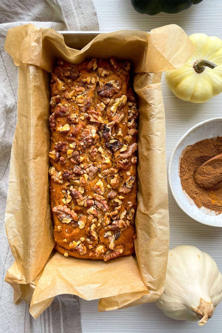 Letting Walnut Pumpkin Bread cool before slicing