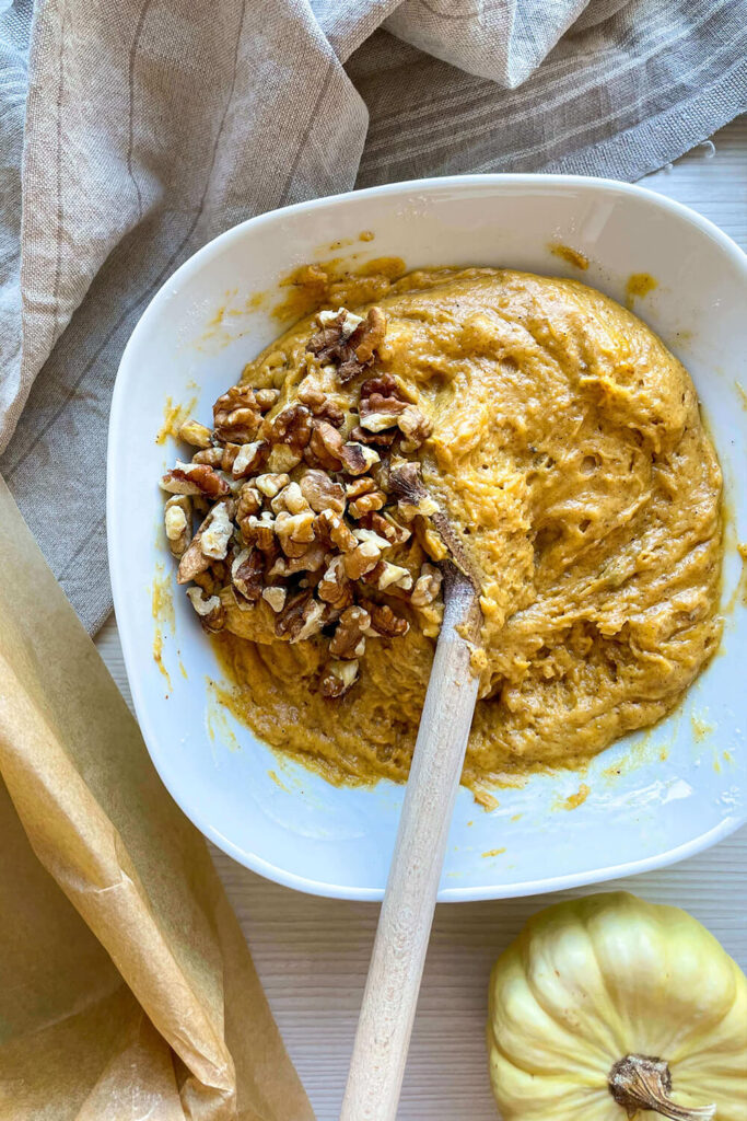 Adding chopped walnuts