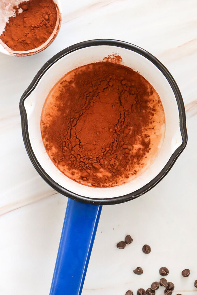Adding the cocoa powder