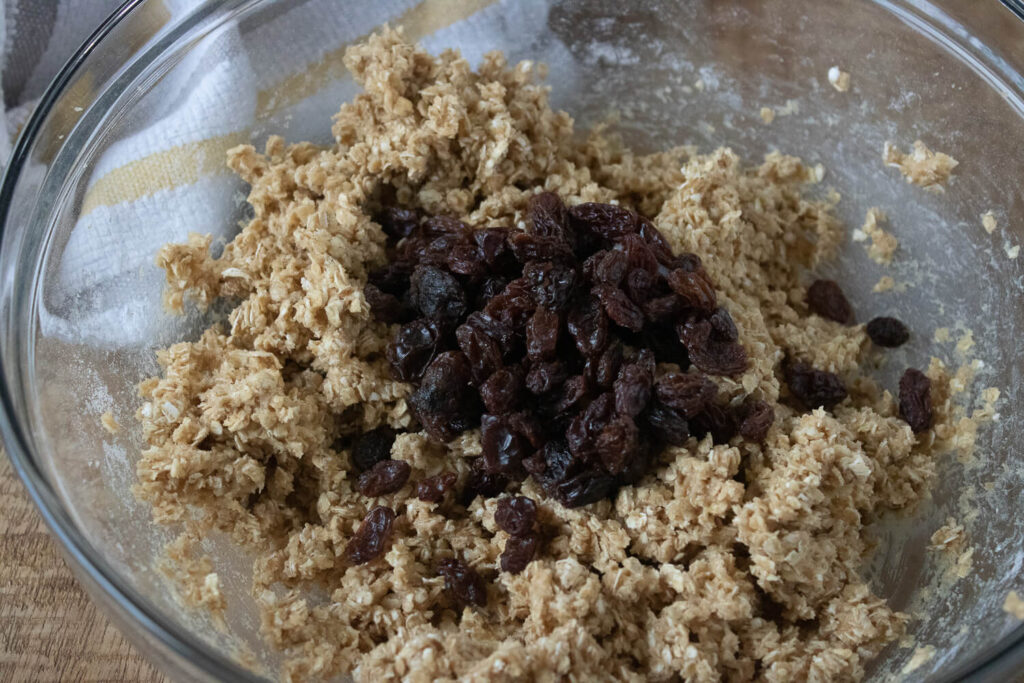 Stirring in the raisins