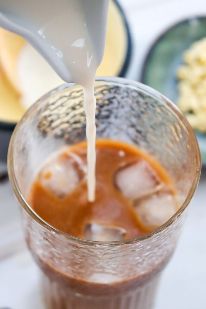 Pouring in milk