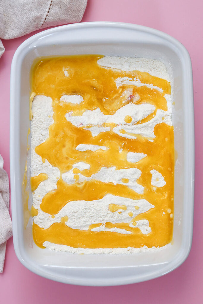 Pouring melted butter